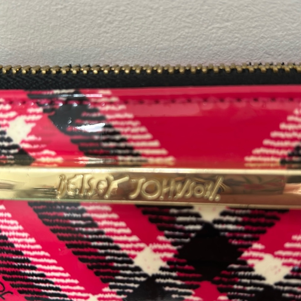 Betsey Johnson Pink Plaid Wristlet Wallet - Picture 2 of 8
